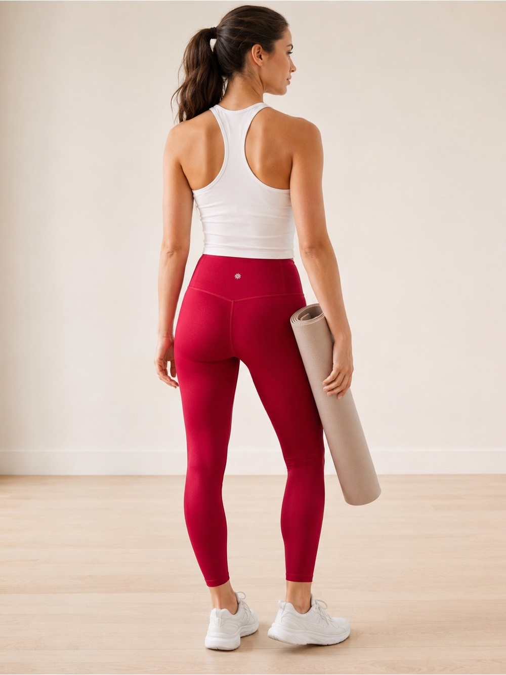 Athleta Women’s Small Petite Elation Sheen Red 7/8 Leggings Yoga Athleisure